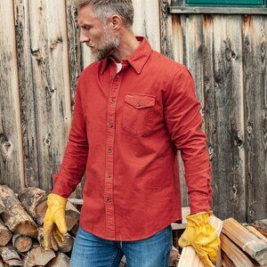 NWT Criquet The J.R. Shirt Chamois Button Dow in Rusted Root